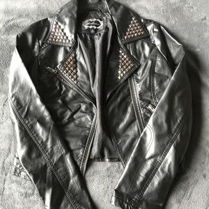 Black Studded faux leather jacket